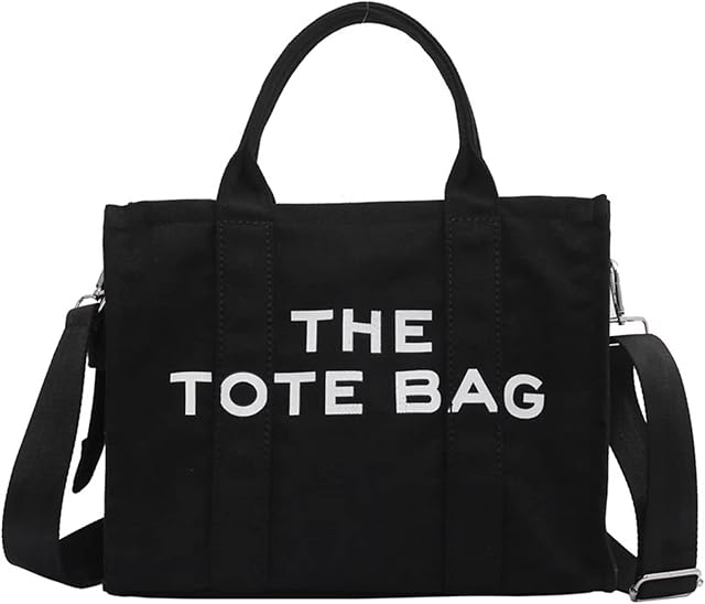 Ponfum Tote Bags for Women Casual Canvas Tote Bags with Zipper Handbags Shoulder Bags Crossbody Hobo Bag for Office School Shopping Travel