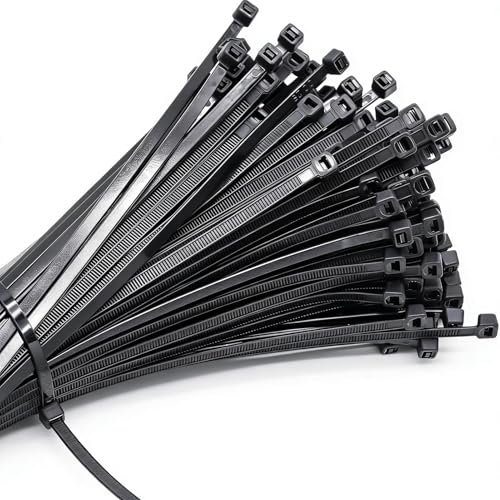 18 inch Black Cable Ties, 100Pack Black Thick Heavy Duty Large Strong Nylon Plastic Self Locking, 450mm×4.8mm Premium Self-Locking Large UV Resistant Cable Ties for Tidy Wires Workshop Home & Garden