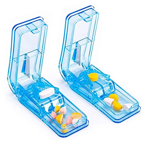Blue 2PCS Pill Cutter, Professional Pill Splitter for Cutting Small Pills Or Large Pills in Half 1/2 1/4 1SDKUAHQ-10-17-1R