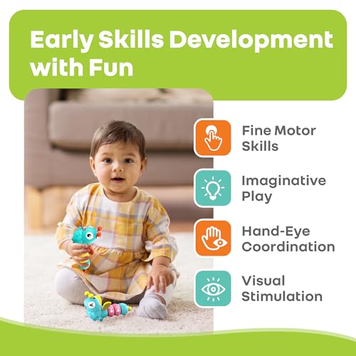 Image of R for Rabbit 2 Pcs Orapple Caterpillar Wind-Up Crawling Toy Smooth Rounded Edges Injury-Free Color Learning Activity Toys for Babies Toddlers