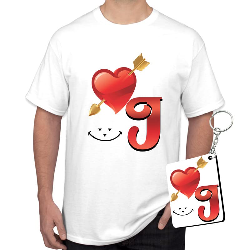 BHAWANI GIFT CREATIONSBhawani Gift Graphic Printed Round Neck Polycotton White T-Shirt with Key-Chain for Men