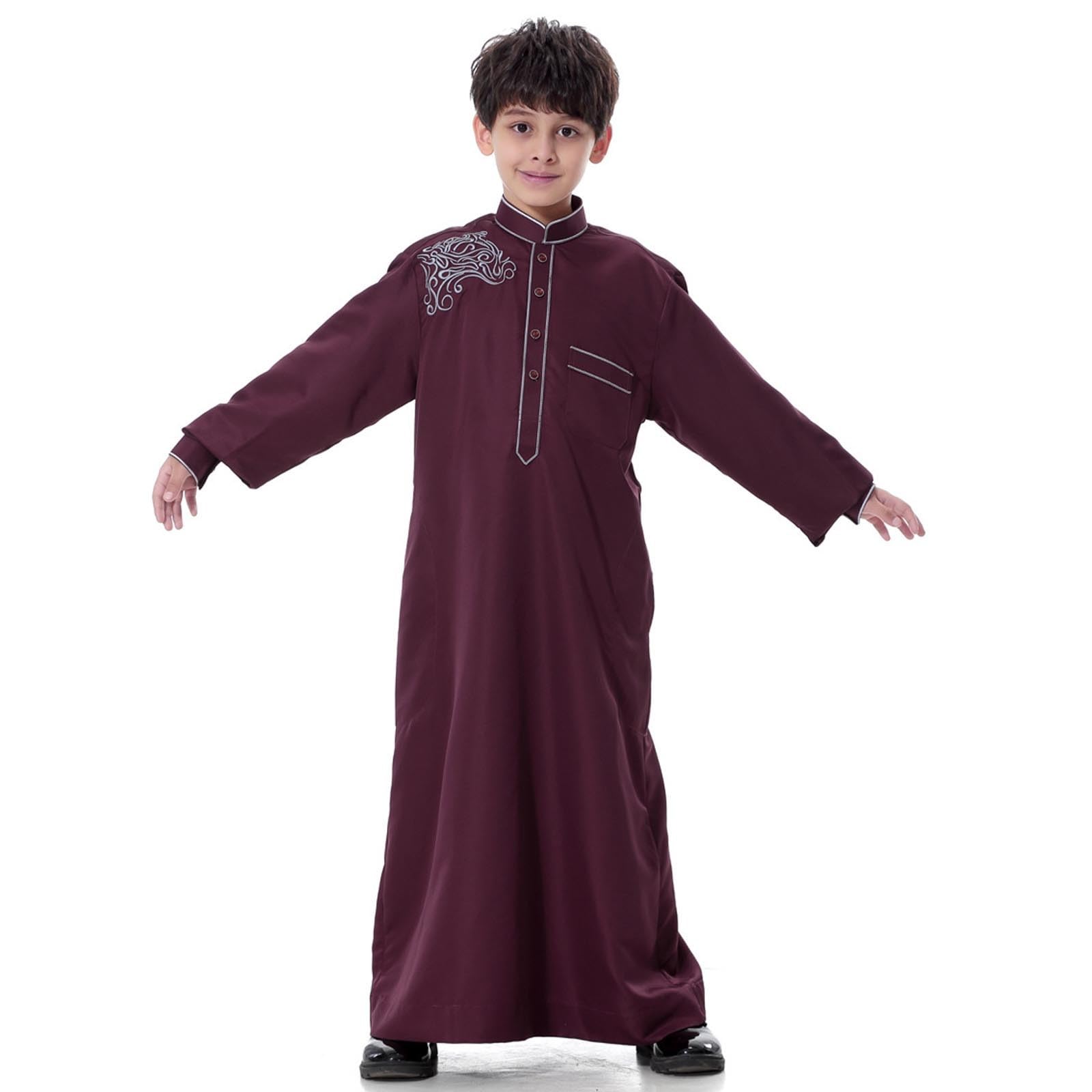 Generisch Camiseta para niño inspirada tradicionalmente con cuello alto, túnica larga con botones y corte recto, atuendo tranquilo para celebración y vida cotidiana