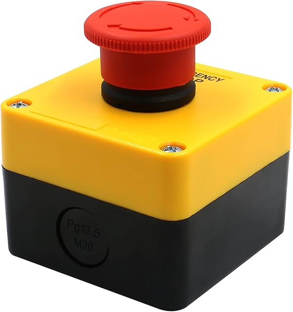 Heschen Red Sign Emergency Stop Switch Push Button Switch 660V 10A with Box