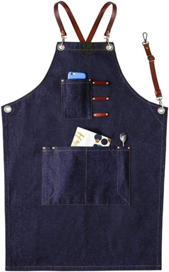Apron-Denim Work Apron Barista Barber Shop Restaurant,C
