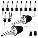 12Pcs Stainless Steel Liquor Pour Spout Covers - Leak-Resistant Alcohol Pour Spouts for Liquor Bottles, Oil Topper for Bottle with Silicone Seal Rings & Rubber Cups - Olive Oil Spouts for Bottles
