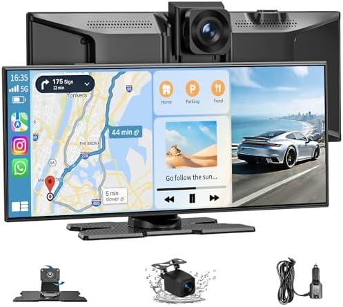 Carplay Screen for Car, 11.3" Wireless Carplay Screen with 4K Das...