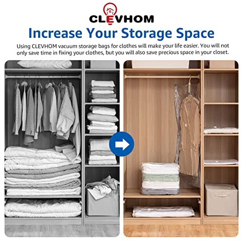 Clevhom Space Bags Vacuum Storage Bags 8 Pack, Vacuum Sealed Bags For Bedding And Clothes, Hanging And Jumbo Cube Vacuum Sealer Bags For Bedroom Closet Storage, Large And Small Travel Bags Vacuum #TOP1