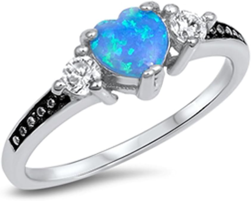 CHOOSE YOUR COLOR Sterling Silver Heart Promise Ring