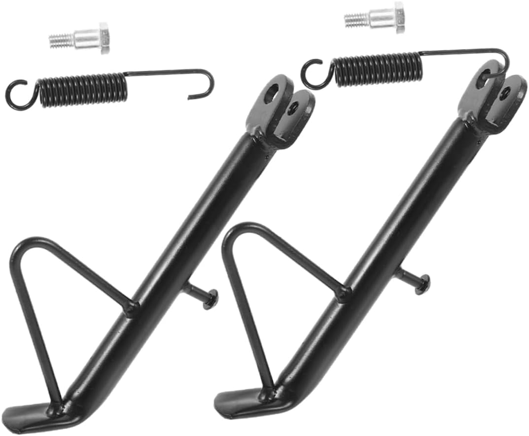 2 Sets Motorcycle Kickstand Side Support with Springs, Iron Black