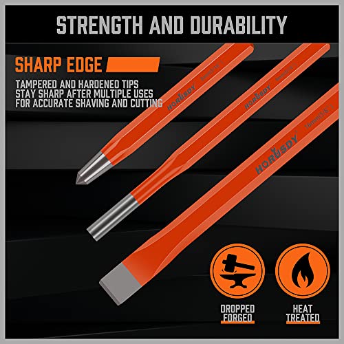 Image of HORUSDY 12-Piece Punch and Chisel Set, Including Cold Chisels, Pin Punch, Center Punch