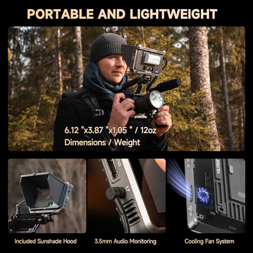 VILTROX DC-X3 2000 Nits SDI Camera Field Monitor, 4K HDMI 6 inch Touchscreen On Camera Monitor, 3D Lut 1920X1080 HD Focus Peaking Assist Full Waveform Video Field Monitor with Battery Sunshade Hood