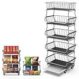 Gskeco 5-Tier Large Stackable Detachable Snack Organizer, Retail Display Rack Stand, Countertop Display, Free-Standing Metal Snack Candy for Supermarkets/Stores/Coffee Shops/Bars/Office