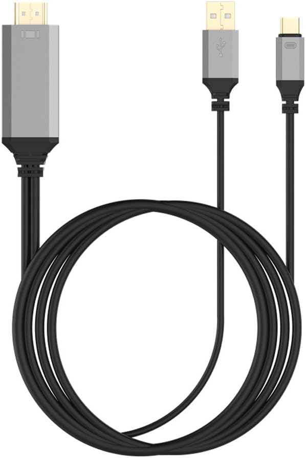 USB 3.1 Type C to HDMI Adapter Support 4K2K3D HD HDTV Convert Cable Adapter, Cable Length:1.8m-3 in 1 (Plug and Play) (Black)