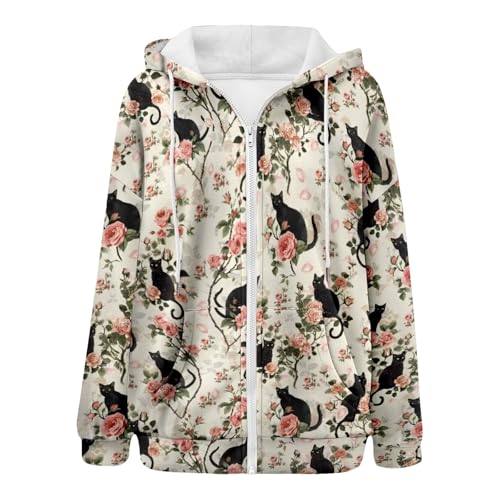 Sweat polaire imprimé motif géométrique veste zippée chaude ample - 3
