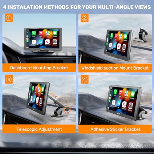 Wireless Apple Carplay Screen for Car, 9" HD Touchscreen Portable Car Stereo with Android Auto, Backup Camera, Mirror Link, GPS Navigation, Voice Control, AUX - Compatible with All Vehicles by Alxum - Image 6