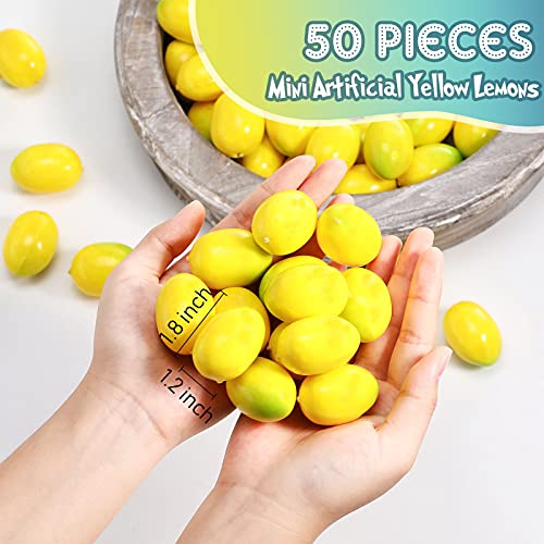 50 Pieces Mini Artificial Lemon Artificial Fruit Lemon Block Simulation Lemon Faux Lemon Kitchen Fruit Decor For Home Kitchen Table Photography Prop Home Party Summer Lemon Decoration (Yellow) #TOP2