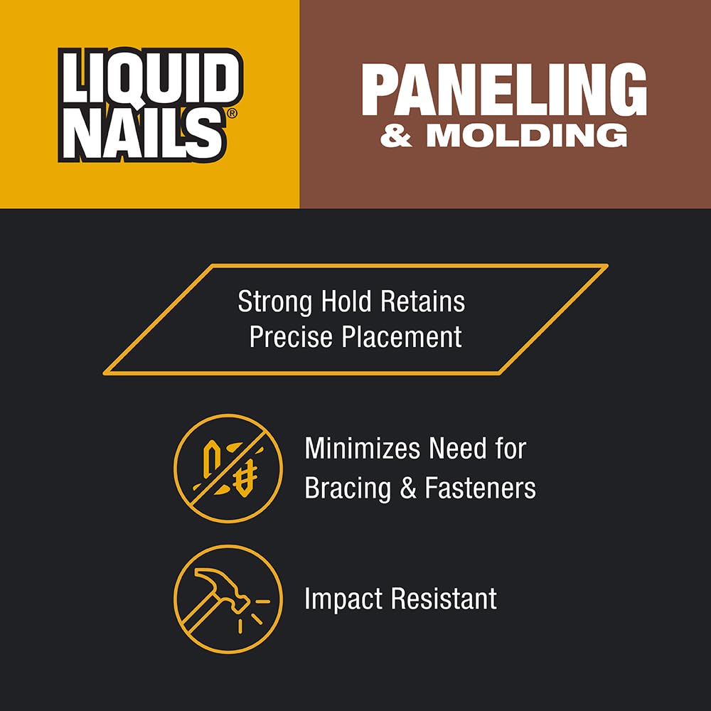 Liquid Nails 10 oz. Paneling & Molding Construction Adhesive (Low VOC), Off White/Tan (Pack of 2)