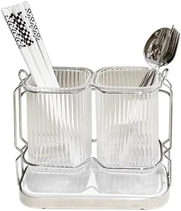 Kitchen Utensil Holder Utensil Holder Wall Mounted Kitchen Cutlery Organizer Spoon Holder Kitchen Storage Shelf and Tableware Drain Rack Cooking Utensil Holder(Gris)