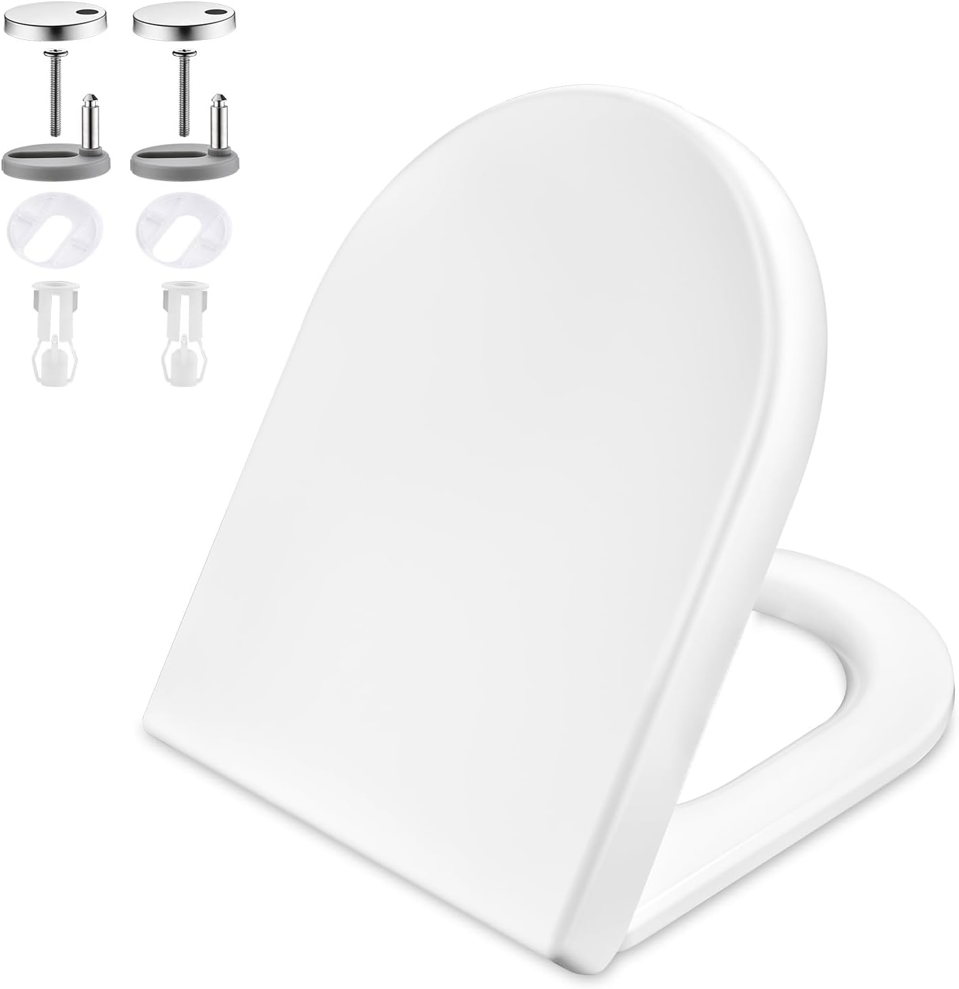 G951 Toilet Seat Premium - Antibacterial UF Material - Ceramic Like Finish & Non-Yellowing - Quiet-Close - Quick Release & Easy Clean - Rust-Proof Hinges Adjustable - D-Shape, 150KG Capacity