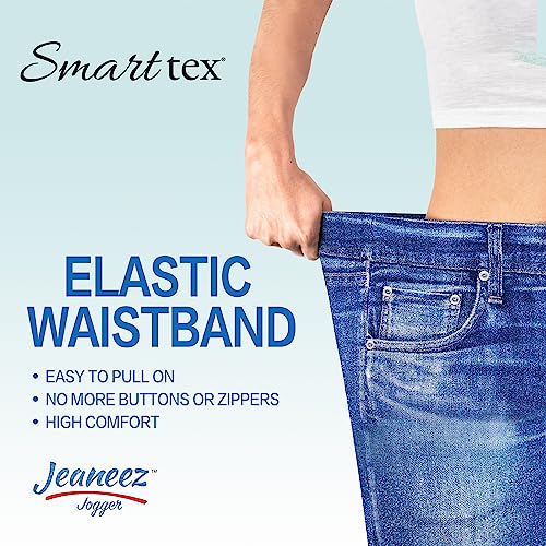 Jeaneez French Terry Jogger Jeans Pants for Women | Pull-On Elastic Waist Jeans, Stylish and Comfortable Denim