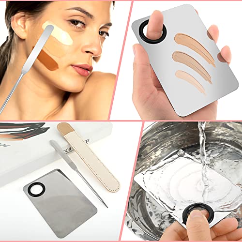 Make Up Mischpalette Kosmetische Palette mit Spatel Make up Palette Edelstahl Spatel und Paletten Set Professionelle Makeup Mixing Werkzeuge für Make-up Nail Art