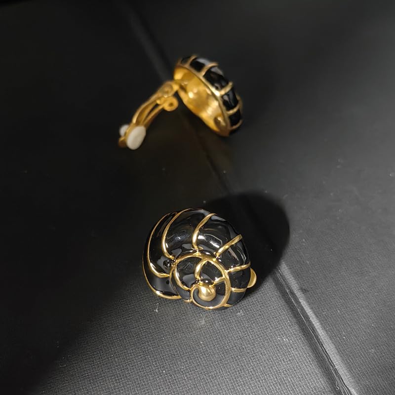Boucles d'oreilles conques en émail véritable et plaqué or pour filles - 4