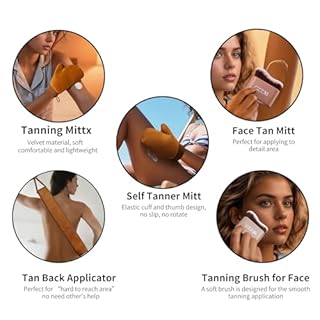 CZZXI Tanning Mitt, Body Brush & Back Tanner Applicator Kit – Self-Tan Applicator for Body, Face & Hard-to-Reach Areas | Includes Storage Pouch