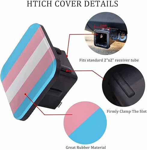 Miniatura 3 de Beabes Cubierta de enganche para receptor de bandera del orgullo transgénero, color azul claro, rosa, bandera del orgullo LGBT, cubierta de enganche