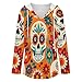 Womens Bodysuit Day of The Dead Mexican Skull Floral Art T Shirts Long Sleeve Hoodie V Neck Pullover Tops, 2026