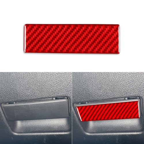 PJFUS Real 3K Red Carbon Fiber Car Co-Pilot Glove Storage Box Handle Switch Panel Decorative Strip Sticker Auto Interior Trim Accessories Compatible with Ford Mustang Shelby 2009-2014