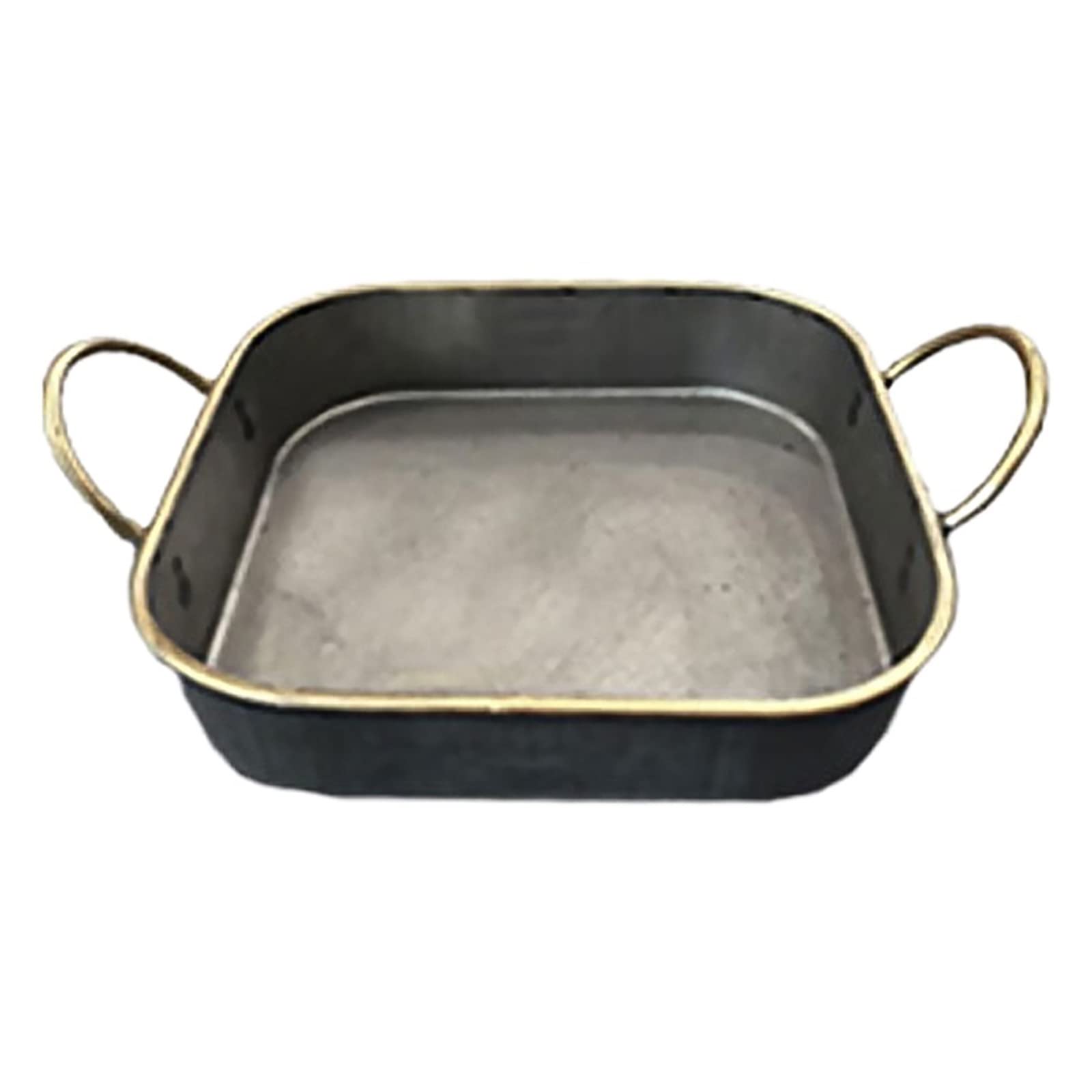 JINGYAN Breakfast Trays Breakfast tray Metal Plate With Handles Handcrafted Round Wrought Vintage Storage Bread Dessert Trays Home