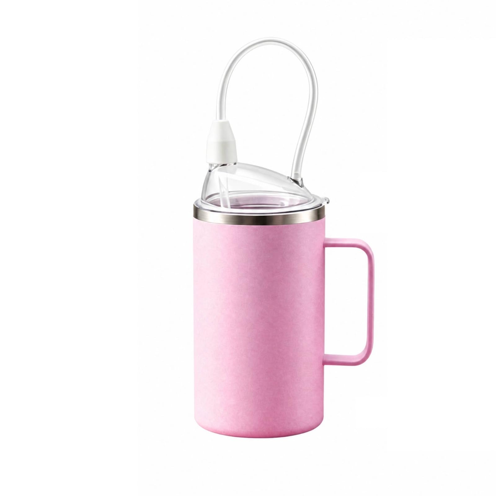 Tasse D'apprentisge Anti-Étffement | Isotherme, Tasse Ergonomique Poignée, En Acier Inoxydable, Bébé, pr, Rraite, Personnes Âgées, Rose