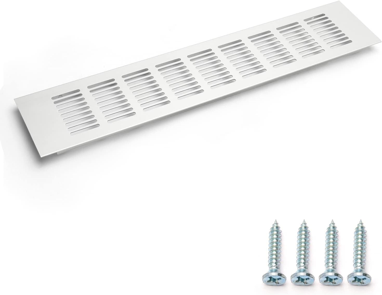 1Pc Aluminum Alloy Air Vent 400mm Length Rectangle Ventilation Grille Louvered Grill Cover 15.75'' x 3.15'' (L x W) for Wardrobe Shoes Cabinet Sink Kitchen Wall Ceiling and Floor Exhaust Vent