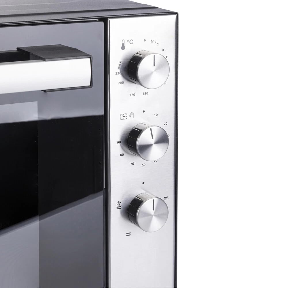 GrecoShop Forno - Fornetto Elettrico Ventilato 70L 2500W XXL, Alta Potenza, Timer e Termostato Regolabile, Cottura Uniforme, Inclusi 2 Teglie + 1 Griglia, Ideale per Pizza, Dolci e Arrosti