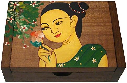 Caja de madera china pintada, regalos chinos para mujeres, caja de madera china pintada - doncella