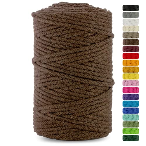 Netuno cordón de algodón con núcleo de algodón Color marrón 5mmx100m Cuerda Natural Hilo para Macrame atrapasueños decoración artesanía Bricolaje hogar Plantas Crochet Joyas Cordel llaveros