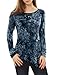 Allegra K Women Long Sleeves Tie-Dye Handkerchief Hem Tunic Top M Blue