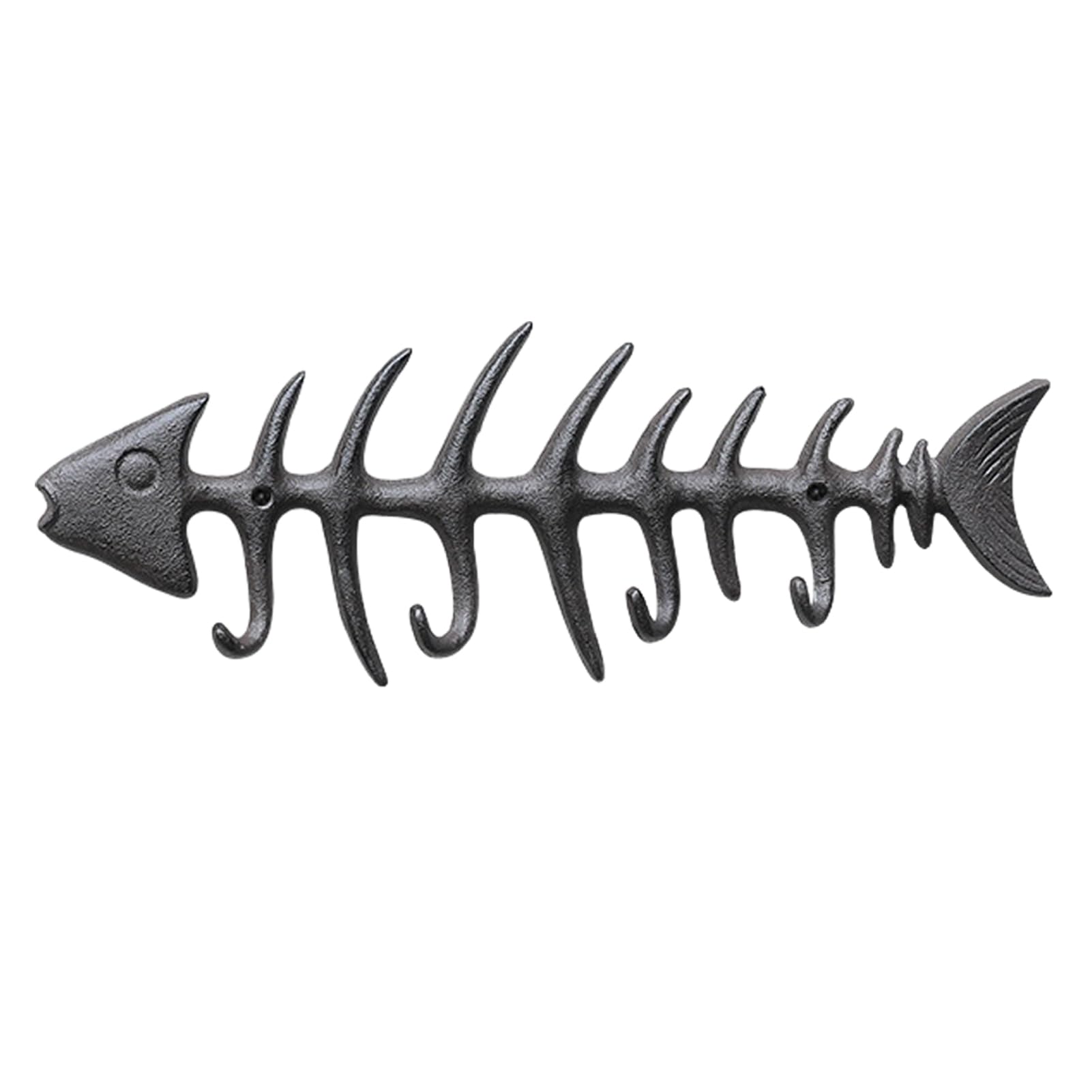 matumou Fish Bones Wall Mounted Towel Rack, Stylish Cast Iron Hanger with 4 Hooks for Towels Robes, Waterproof Rust-Resistant Nautical