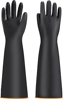 Luvas de proteção química látex, longas e impermeáveis para lagoa, resistentes a ácido e alcalino, segurança de trabalho, 55 cm