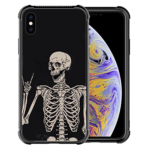 Iphone Xs Case, Hsk Funny Skull Skeleton Iphone X Cases With 4 Corners Protective Shockproof Soft Tpu Bumper Slim Pattern Design Back Case #TOP15