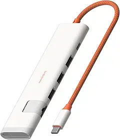 Hagibis Hub USB-C, divisor USB C multiportas 5 em 1, estação de ancoragem ultrafina, com fonte de alimentação RJ45 de 1000 Mbps, USB 3.0 x 3 e 5V/3A para laptops MacBook, iPad SSDs externos (KZWN01R)