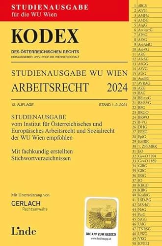 KODEX Studienausgabe Arbeitsrecht WU 2024: Studienausgabe für die WU Wien