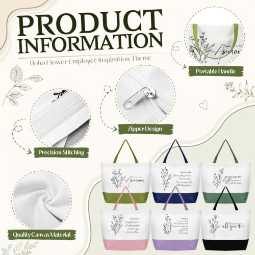 Image of 6 Pcs Thank You Canvas Bag for Women Reusable | Housekeeping Week Gift, Employee Appreciation Gifts Tote for Women Nurse Teacher, Grocery Shopping, Retirement Gift, Canvas