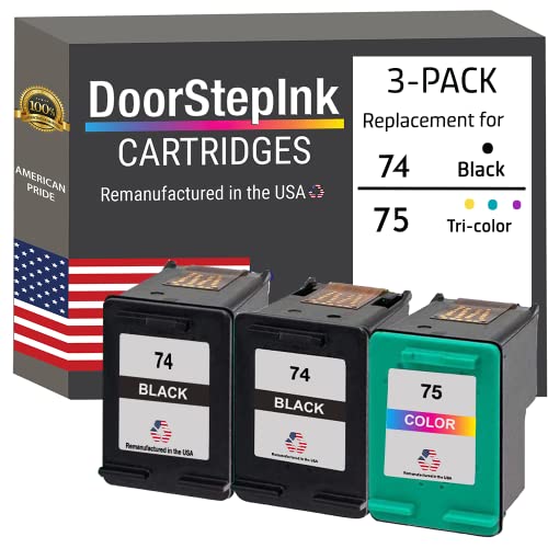 Tinta Y Tóner, Office Product StepDoorInk - Cartucho de tinta remanufacturado en Estados Unidos para HP 74 HP 75 Combo Pack 2 – negro CB335 y color CB337 para HP Deskjet D4260, D4360;...