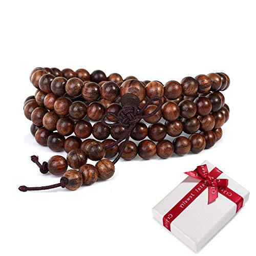 108 Holz-Perlen Gebetskette Buddhismus 6mm Armband für Yoga...