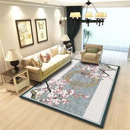 Tapis durable bleu de qualité supérieure à motifs floraux géométriques - 2