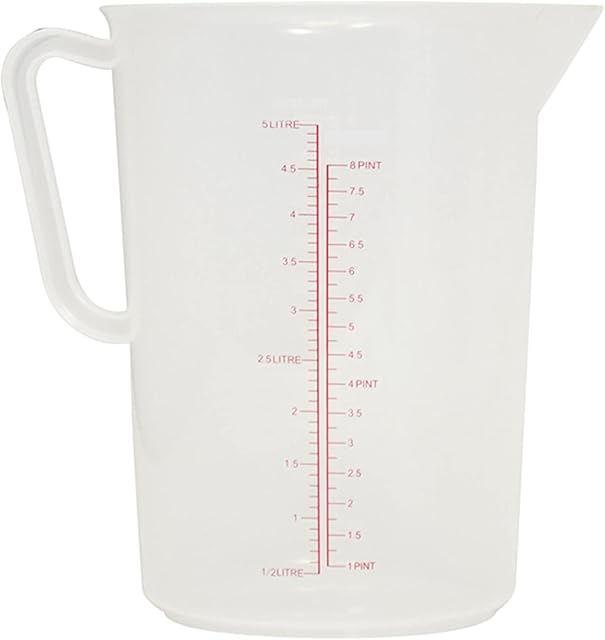 Acense Polypropylene Measuring Jug, Precise Measurement, Perfect Narrow Stem, Spillage-Free, Multi-Purpose Flour, Ground Almonds, Sugar, Milk, Oil, Dishwasher Safe, Capacity: 5ltr/176fl.oz