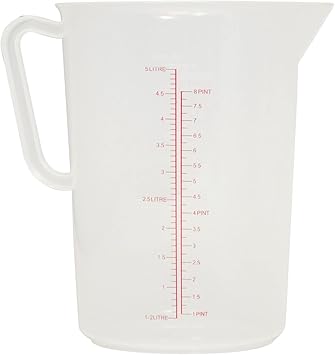 Acense Polypropylene Measuring Jug, Precise Measurement, Perfect Narrow Stem, Spillage-Free, Multi-Purpose Flour, Ground Almonds, Sugar, Milk, Oil, Dishwasher Safe 5ltr