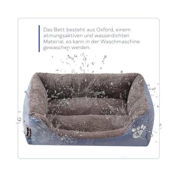Ecarla Hundebett mittelgroße Hunde, Katzenbett Waschbar, L, 75x50x13 cm, Grau (L: 75x50x13cm) – Bild 5