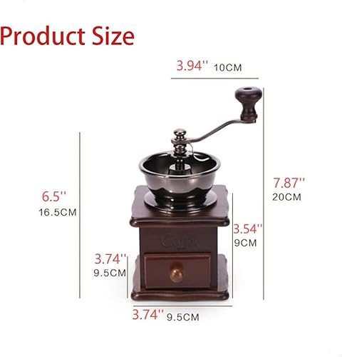 Miniatura 2 de Wooden Manual Coffee Grinder Vintage Style Hand Coffee Mill Burr Coffee Grinder with Ceramic Hand Crank,Wooden Manual Coffee Grinder Cleaning Brush